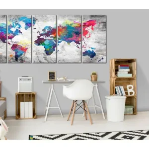 Begränsat antal TAVLA World Map: Spilt Paint 200x80 - Inredning & dekor