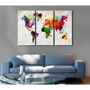TAVLA World Map: Rainbow Madness II 90x60 - Inredning & dekor Säker betalning