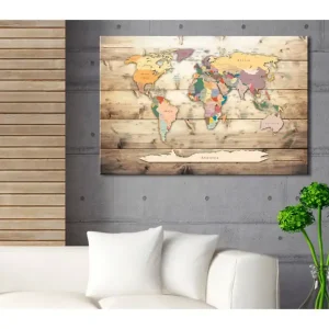 Billig TAVLA World Map: Colourful Continents 60x40 - Inredning & dekor