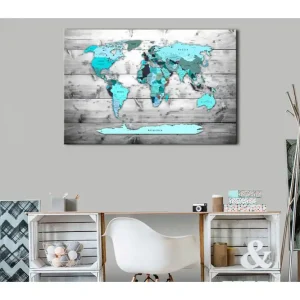 Tavla World Map: Blue World 120x80 - Inredning & dekor Reapris
