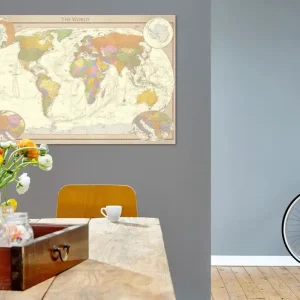 Tavla Cream World Map 120x80 - Inredning & dekor Nyhet
