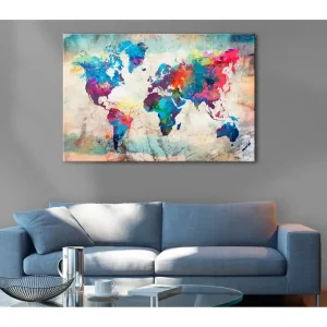 TAVLA World Map: Colourful Madness 120x80 - Inredning & dekor Kampanj