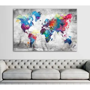 TAVLA World Map: Grey Style 90x60 - Inredning & dekor Kundfavorit