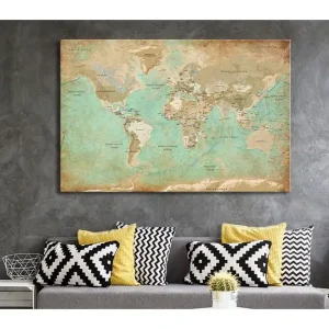 TAVLA World Map: Celadon Journey 120x80 - Inredning & dekor Handla nu