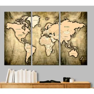 TAVLA World Map: The Sands of Time 120x80 - Inredning & dekor risnedsättning