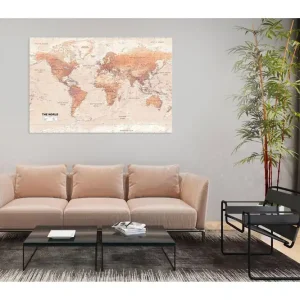 Tavla World Map: Orange World 120x80 - Inredning & dekor I lager