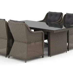 deNoord Marcus utomhus matgrupp 160x90 cm med 4 Marcus utefåtöljer Grå - Utemöbler & utemiljö Fynd