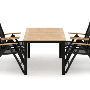 deNoord Las Vegas utomhus matgrupp förlängningsbart 152-210x90 cm med 4 Las Vegas positionsstolar Svart - Utemöbler & utemiljö Nyhet