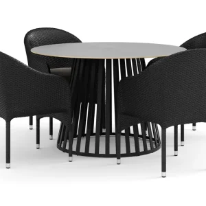 deNoord Sensi utomhus matgrupp 120 cm med 4 Thor fåtöljer Svart - Utemöbler & utemiljö Reapris