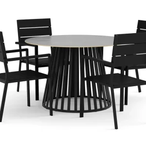 deNoord Sensi utomhus matgrupp 120 cm med 4 Tunis stapelstolar Svart - Utemöbler & utemiljö Lägg i varukorgen