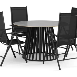 deNoord Sensi utomhus matgrupp 120 cm med 4 Maggie positionsstolar Svart - Utemöbler & utemiljö Begränsat antal