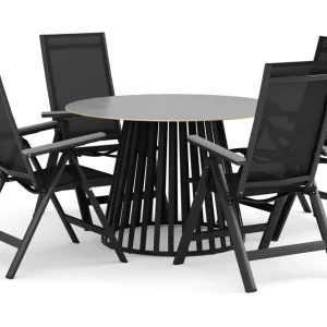 deNoord Sensi utomhus matgrupp 120 cm med 4 Monaco Light positionsstolar Svart - Utemöbler & utemiljö Utförsäljning