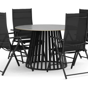 deNoord Sensi utomhus matgrupp 120 cm med 4 positionsstolar Svart - Utemöbler & utemiljö Begränsat antal