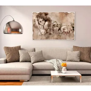 TAVLA Retro Style: Woman and Roses 90x60 - Inredning & dekor Endast denna vecka