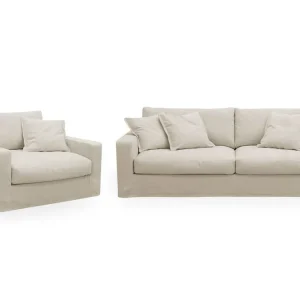 Scandinavian Choice Valencia Extra Djup 3-sits soffa + fåtölj med avtagbar och tvättbar klädsel Beige - Möbler Fynd