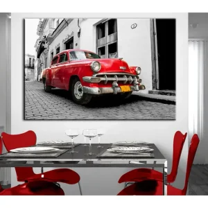 Trygg betalning Tavla Cuban Classic Car (Red) 90x60 - Inredning & dekor