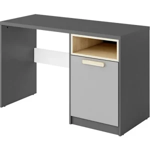 Bioley Skrivbord 120 cm med Förvaring Skåp + Hylla Svart/Vit/Grå - Möbler Beställ idag