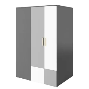 Pok Garderob 130x93x193 cm Grå/Svart/Vit - Förvaring Kampanjpris