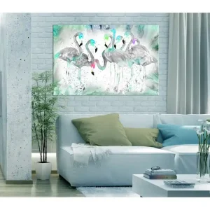 Tavla Turquoise Flamingoes 90x60 - Inredning & dekor Trygg betalning