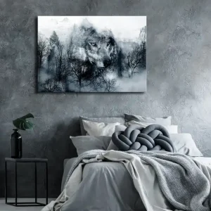 Tavla Mountain Predator Wide Black and White 90x60 - Inredning & dekor Sista chansen