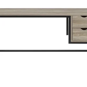 Grantha Skrivbord 120 cm med Förvaring 2 Lådor Ljusbrun/Svart - Möbler Trygg betalning