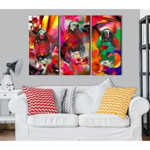 Tavla Crazy Monkeys triptych 120x80 - Inredning & dekor Fynd