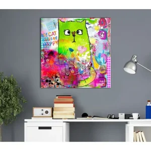 Tavla Crazy Cat 40x40 - Inredning & dekor Säker betalning