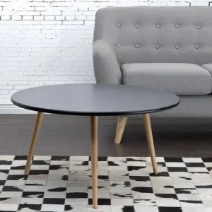 Pagliei Soffbord 80 cm Runt Svart/Natur - Möbler risnedsättning