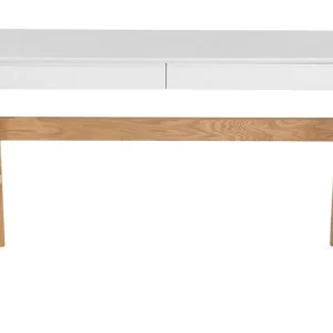 Jahnyia Skrivbord 120 cm med Förvaring 2 Lådor Vit/Ek - Möbler Lägg i varukorgen