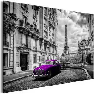 Tavla Car in Paris (1 Part) Violet Wide 90x60 - Inredning & dekor Billigare