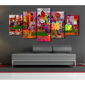 Tavla Colourful Small Town 100x50 - Inredning & dekor Snabb leverans