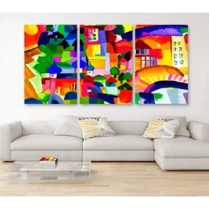 Tavla Colourful Town 120x60 - Inredning & dekor Snabb frakt