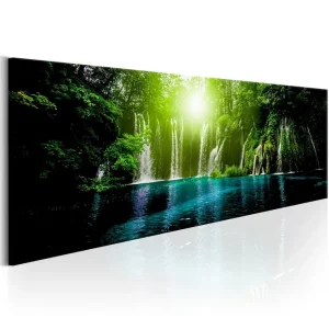 Tavla Sapphire Lake 150X50 Grön|Flerfärgad Landskap - Inredning & dekor Sista chansen