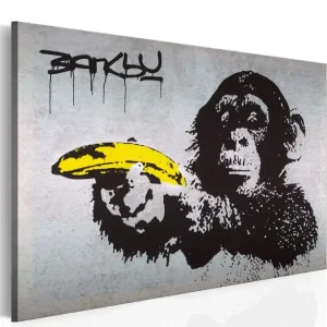 TAVLA Stoppa eller apan skjuter! (Banksy) 90x60 - Inredning & dekor Billigare