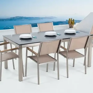 Kampanjpris Bacoli Matgrupp Utomhus 180 cm + 6 Utestolar Beige - Utemöbler & utemiljö