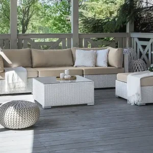 Begränsat erbjudande Loungegrupp Utomhus Sano Ii 245 cm Vit - Utemöbler & utemiljö