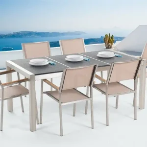 Reapris Bacoli Matgrupp Utomhus 180 cm + 6 Utestolar Grå - Utemöbler & utemiljö