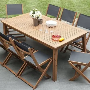 Cesana Trädgårdsmöbelset Med Utebord+8 Utestolar Trä/Natur - Utemöbler & utemiljö I lager