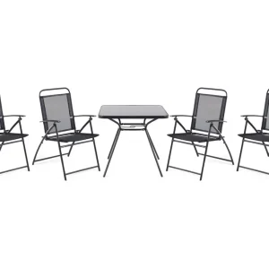Endast denna vecka Livo Trädgårdsmöbelset Med Utebord+4 Utestolar Svart - Utemöbler & utemiljö