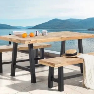 Scania Trädgårdmöbelset Utebord+ 2 Bänkar Utomhus 80 cm Svart - Utemöbler & utemiljö risnedsättning