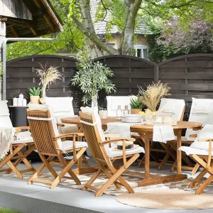 Premium Maui Trädgårdsmöbelset Med Utebord+8 Utestolar Trä/Natur - Utemöbler & utemiljö