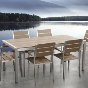 Extra rabatt Vernio Trädgårdsmöbelset Med Utebord+6 Utestolar Trä/Natur - Utemöbler & utemiljö