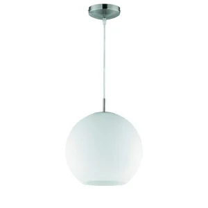 Trio Lighting Moon Taklampa 30cm E27 borstad stål/ vit Borstad stål/Vit - Belysning Snabb leverans