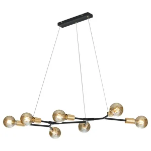Snabb frakt Trio Lighting Cross Taklampa 7L E27 mattsvart/ guld Matt svart/Guld - Belysning
