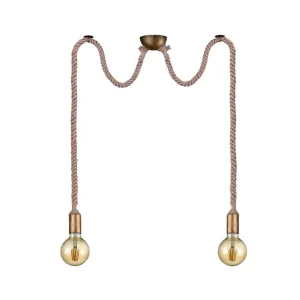 Erbjudande Trio Lighting Rope Taklampa 2L E27 antikmässing Antik mässing - Belysning
