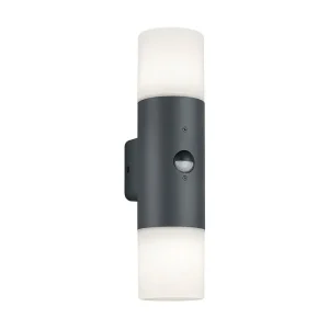 Trio Lighting Hoosic Vägglampa 2xE27 rörelsessensor antracit Antracit - Belysning Endast idag