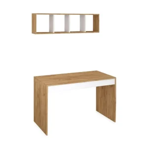 Mod Design Skrivbord 120 cm med Förvaring Vägghylla Trä/Vit - Möbler Snabb leverans