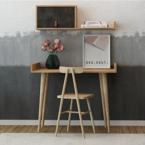 Skaberg Skrivbord 100 cm med Förvaring Vägghylla Grå/Trä - Möbler Erbjudandepris