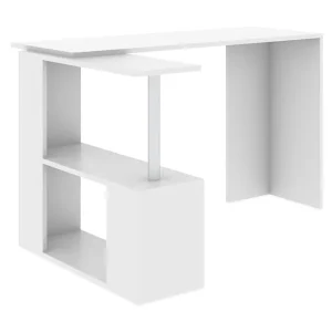 Erbjudande Elegancia Skrivbord 130 cm med Förvaring Hyllor L-form Vit - Möbler