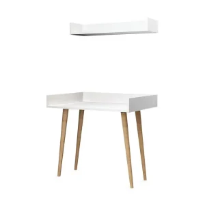 Skaberg Skrivbord 90 cm med Förvaring Vägghylla Vit/Natur - Möbler Beställ idag